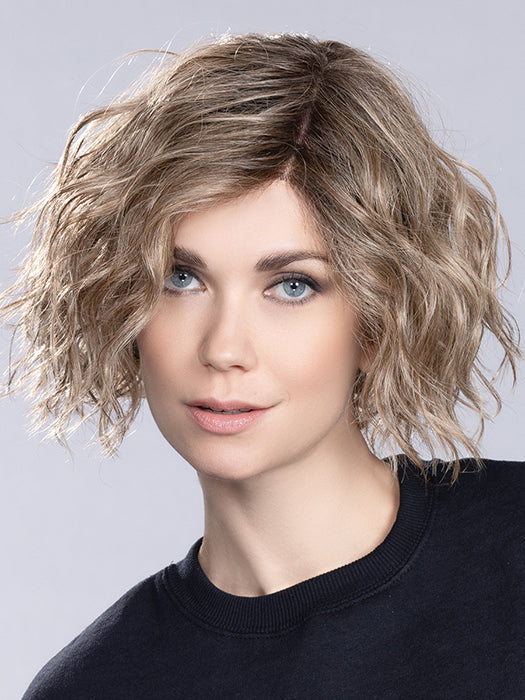 SCALA by ELLEN WILLE in LIGHT BERNSTEIN ROOTED 14.26.27 | Medium Ash Blonde, Light Golden Blonde, and Dark Strawberry Blonde with Shaded Roots