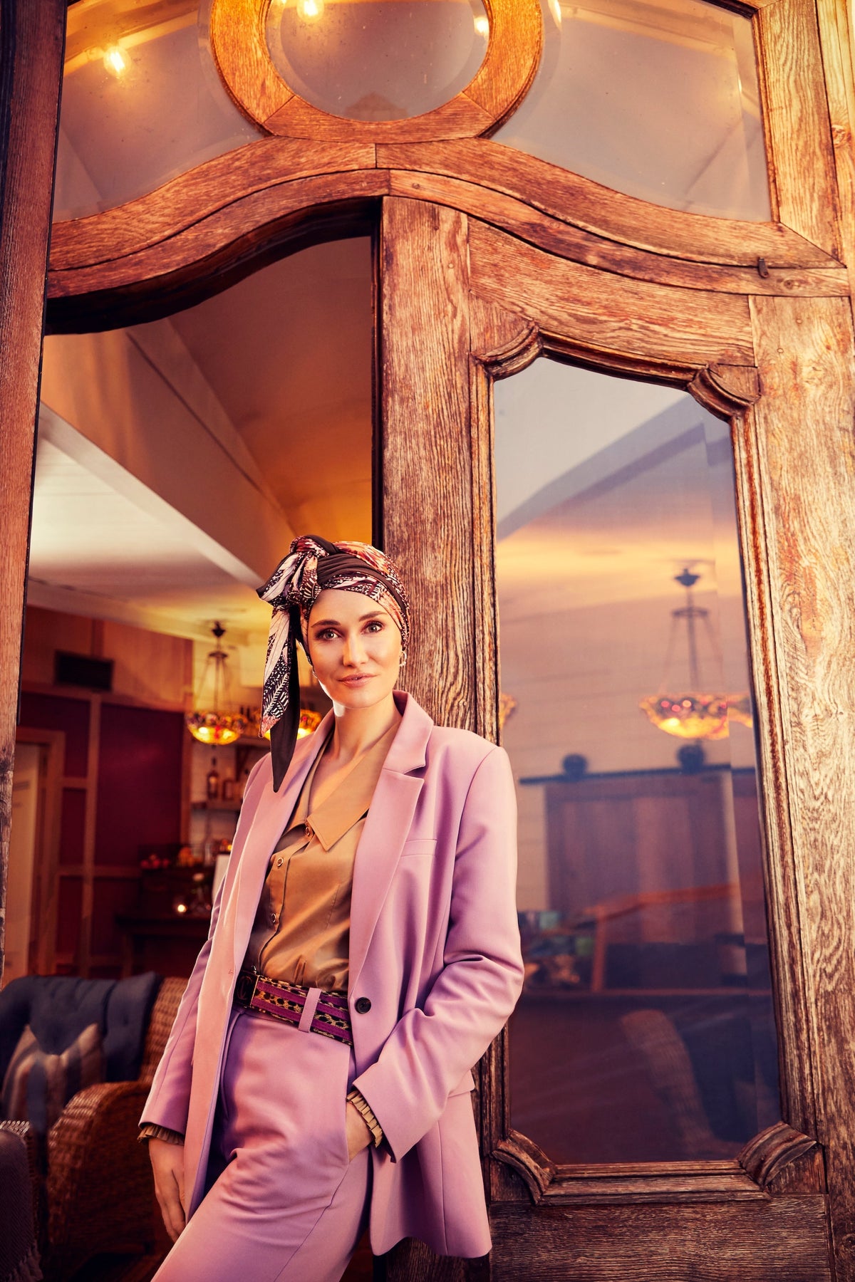 Belisa Printed Turban With Ribbons