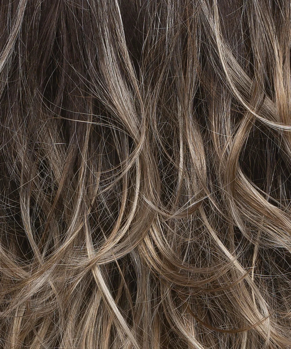 AMERICANO - Dark Brown Base with Medium Golden Brown / Pale Blonde / Platinum Blonde Painted Highlights