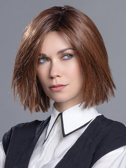 LIA by ELLEN WILLE in CINNAMON BROWN ROOTED 33.30.130 | Dark Auburn, Light Auburn and Deep Copper Brown Blend with Dark Shaded Roots