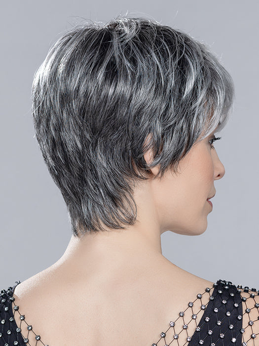 LOVE COMFORT by ELLEN WILLE in SALT/PEPPER ROOTED 51.44.39 | Black/Dark Brown, Darkest Brown, and Lightest Brown with Grey Blend and Shaded Roots