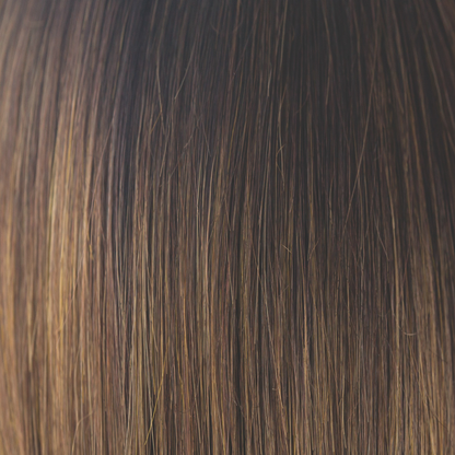 Marble Brown-R is the perfect mixture of a warm dark brown and medium golden blond. Warm, dark brown roots added for a natural shadowed effect create a warm, but defining look.