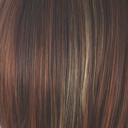 Razberry Ice-LR  -  A long rooted dark raspberry regrowth with a blend of dark copper and ash pearl medium blond highlights.