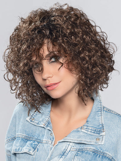 DISCO by ELLEN WILLE in CHOCOLATE ROOTED 6.830 | Medium to Dark Brown base with Light Reddish Brown Highlights and Dark Roots
