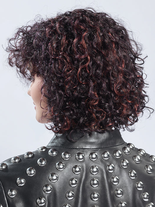 DISCO by ELLEN WILLE in AUBERGINE ROOTED 131.133.132 | Darkest Brown with hints of Plum at the base and Bright Cherry Red and Dark Burgundy Highlights