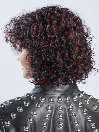 DISCO by ELLEN WILLE in AUBERGINE ROOTED 131.133.132 | Darkest Brown with hints of Plum at the base and Bright Cherry Red and Dark Burgundy Highlights