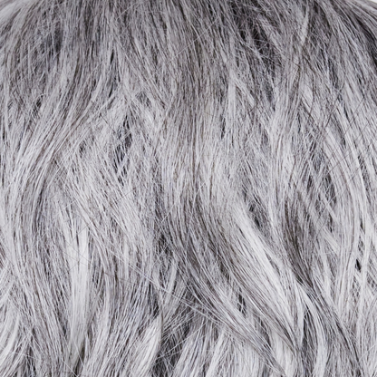 Salt & Pepper-MR  -  Mircro rooted with natural blend of silvery gray and deep charcoal. The silver tones (salt) blended with a darker smoky hues (pepper). 